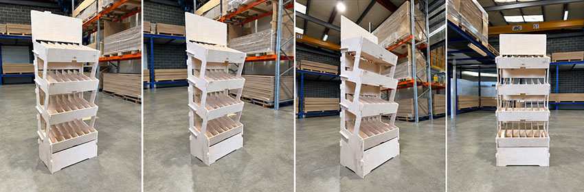PLV en bois, présentoir sur mesure